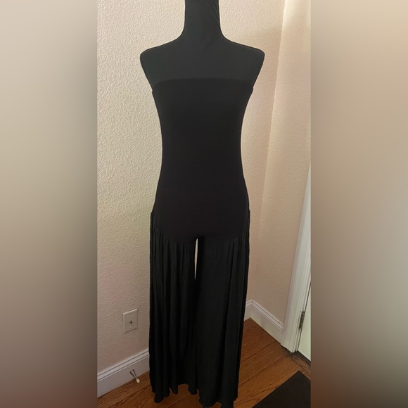Ioanna Kourbela Black Strapless Wide Leg One Piece Jumpsuit Size Small - Picture 1 of 15